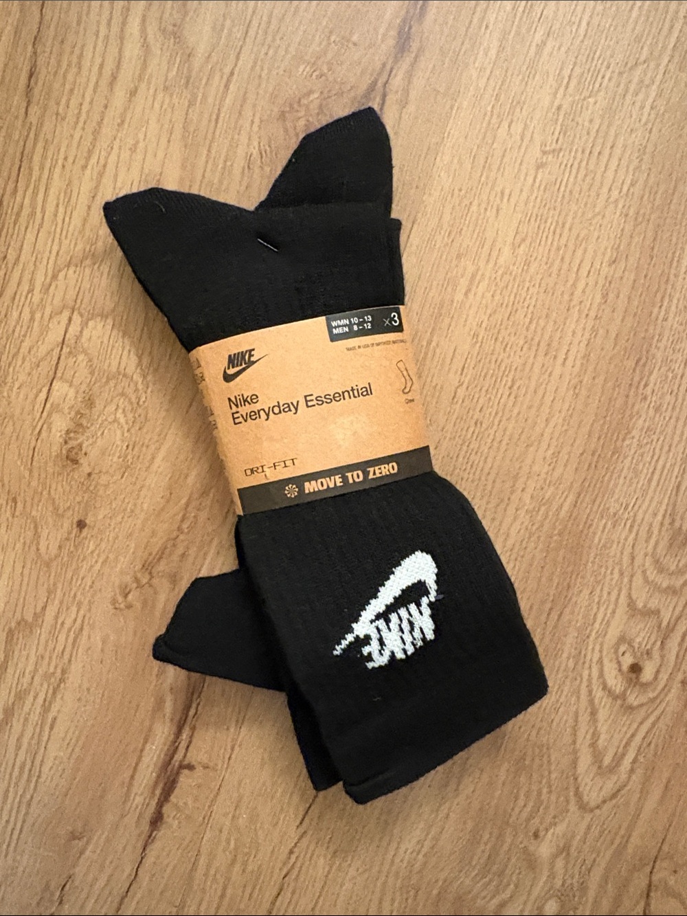 NWT Nike Black Crew Socks with White Swoosh - 3 Pack